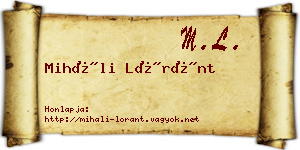 Miháli Lóránt névjegykártya